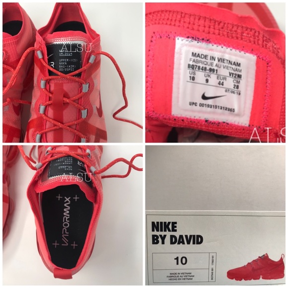 Nike Custom Air Vapormax 2019 Red Mens AUTHENTIC - Picture 8 of 8